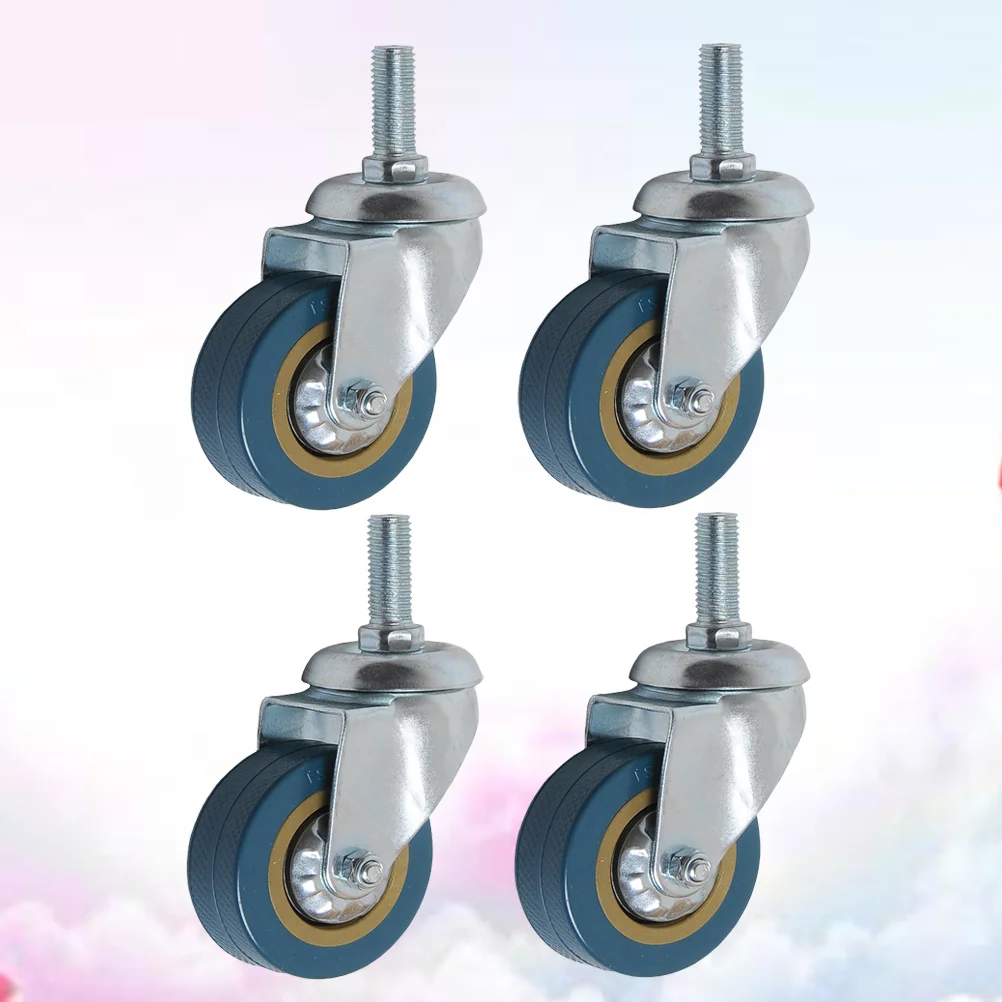 

4pcs 3 Inch Wear-Resistant Heavy Duty Swivel Casters Pvc Industrial Rolling Wheels Shock Absorbing M12X30 Furniture Hardware