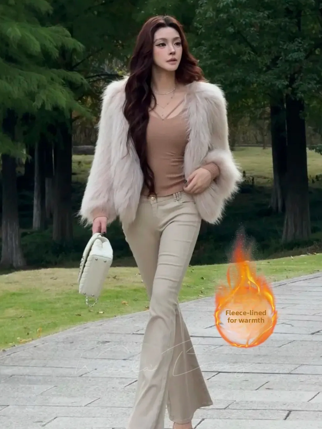 

Slim Fit Fce Lined Warm Denim Jeans Metal Button Design Versatile Women's Autumn Winter Cotton Stretch Denim Pants