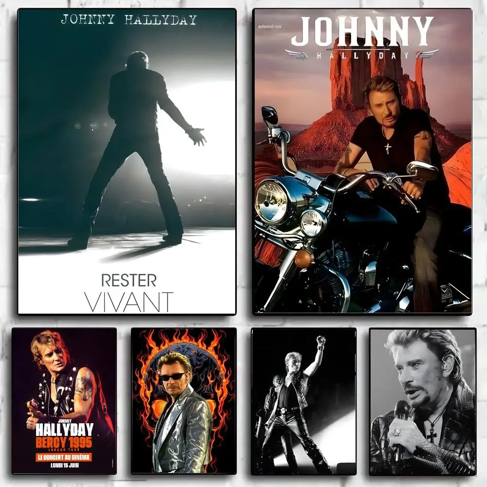 J-Johnny H-Hallyday Singer Poster Art HD Art Sticky Wall Waterproof Home Living Room Bar Decoration