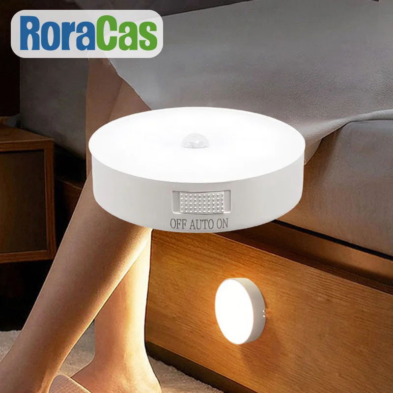 Lampada a LED USB con sensore di movimento a luce notturna per camera da letto con interruttore luci induttore ricaricabili per scale da cucina armadio da corridoio