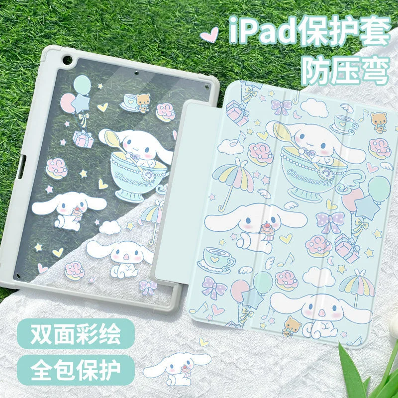 Imagem -03 - Sanrio Minha Melodia Cinnamoroll Ipad Case Acrílico ar Mini Três Dobrar Case Duro Ipad Pro 11 10.9 Polegada Capa para Ipad à Prova Impermeável Água