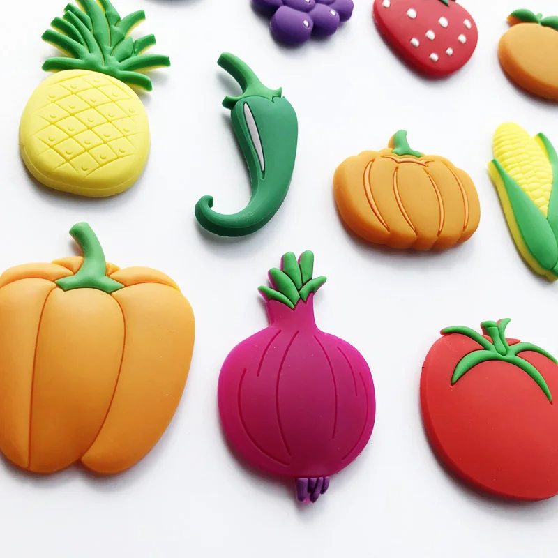 Dropshipping Cute PVC Fruit Refrigerator Magnet Sticker Kids Education Cartoon Vegetable Fridge Magnet Whiteboard Magnetic Stick