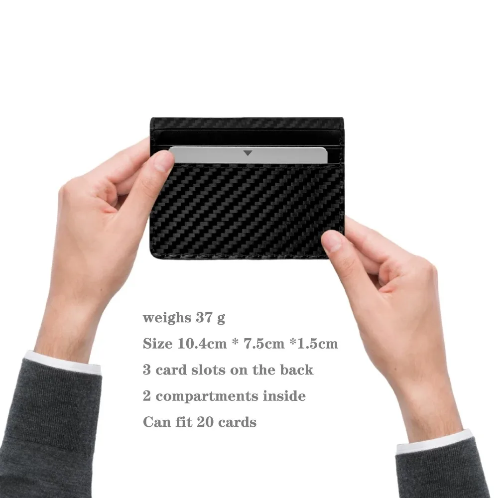 Ultra-light Genuine Carbon Fiber Flip Button Multi-Card Storage Card Case Coin Wallet High Capacity Men\'s Card Holder Minimalist