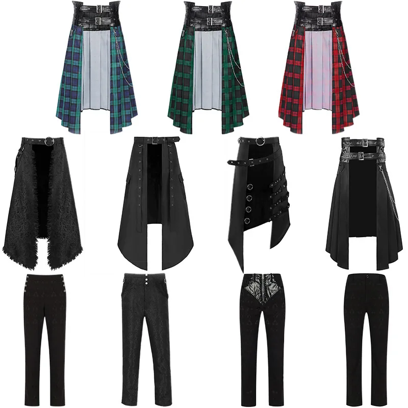 

European And American Medieval Halloween Men's Gothic Long Pants Cosplay Retro Long Pants Steampunk Accessory Skirt