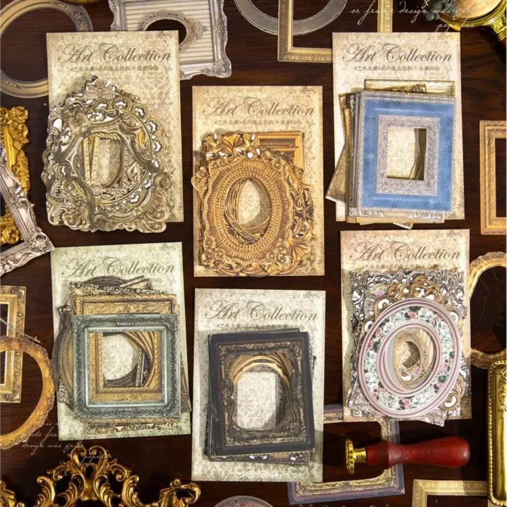 Kartu Dekoratif Bunga Dekorasi Bingkai Potongan Retro Geometris Kerajinan Tangan Alat DIY Buku Tempel Bahan Kolase Buku Foto DIY