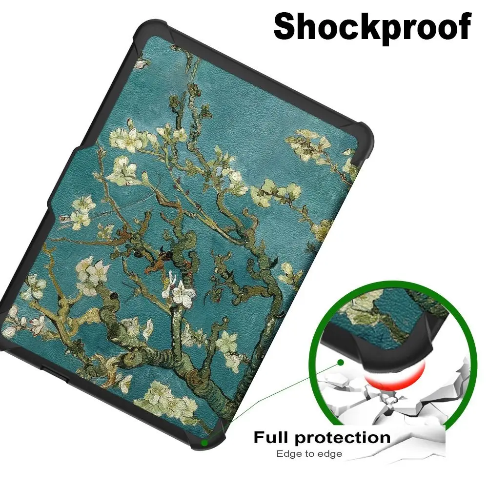 Auto Sleep/Wake 6 inch e-Reader Case Shockproof PU Leather Protective Shell Ultra Slim Soft Funda for KoBo Clara HD 2018