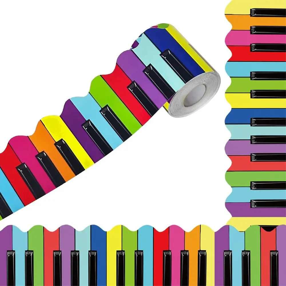 1Roll Music Piano Chalkboard Board Border Paper DIY Border Classroom Decors 7.5cm 10Meter Border Trim Sticker Handmade Crafts