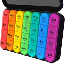 Pill Organizer 4 Times A Day, Daily Pill Box Organizer, Large Weekly Medicine Organizers, Pill Cases 7 Day Vitamins, Medication