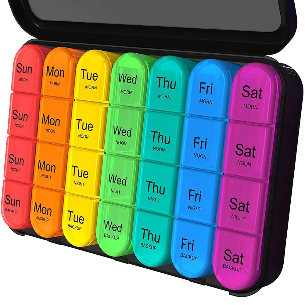 Pill Organizer 4 Times A Day, Daily Pill Box Organizer, Large Weekly Medicine Organizers, Pill Cases 7 Day Vitamins, Medication