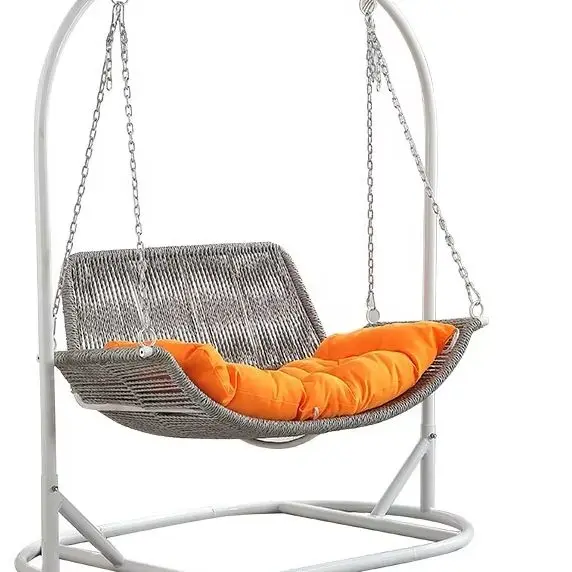 Indoor/Outdoor Adult Lounge Chair Hanging Rattan Basket Cradle Hammock Balcony Swing Metal Patio Rocking