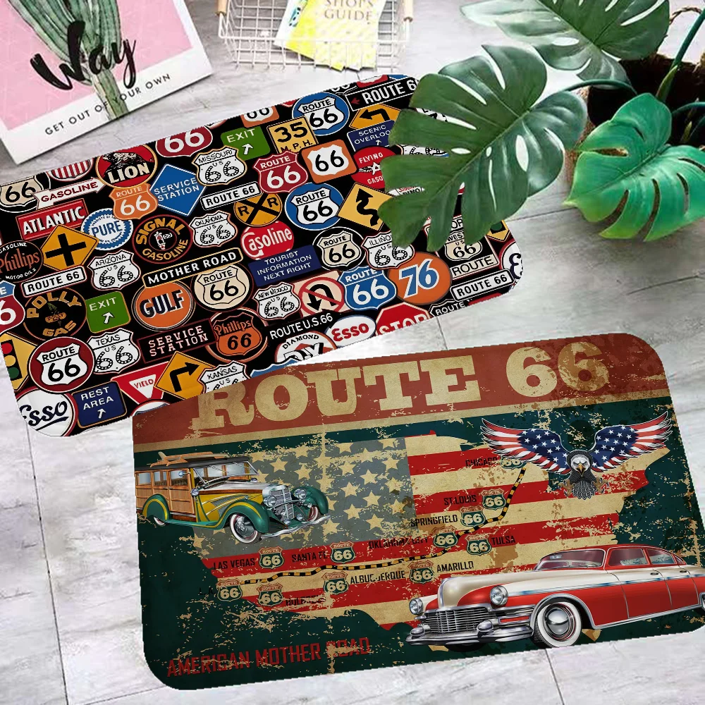 

Route 66 Floor Mat Anti-slip Absorb Water Long Strip Cushion Bedroon Mat Alfombra