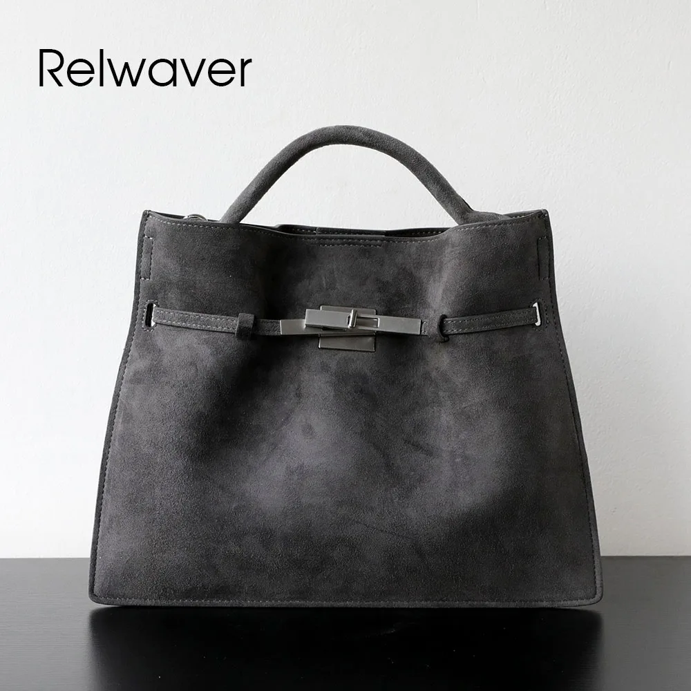 Relwaver bolsa de ombro feminina camurça couro fino mensageiro sacos 2025 inverno moda bolsa chique grande cruz corpo saco
