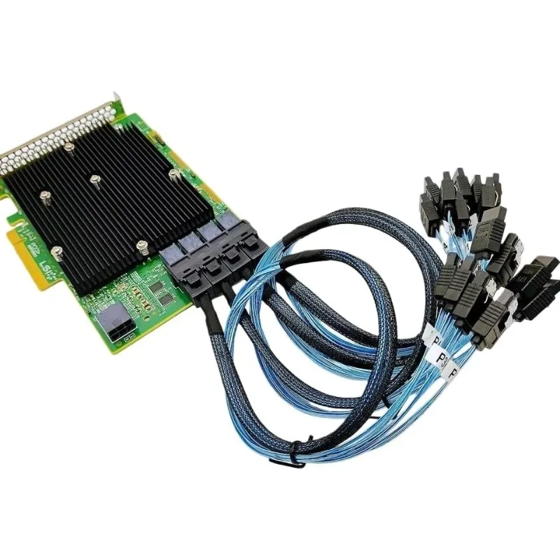 Контроллер LSI 9300-16i 12 Гбит/с SAS/SATA PCIe HBA IT Model ZFS TrueNAS с 4 портами SFF-8643 и кабелем SATA