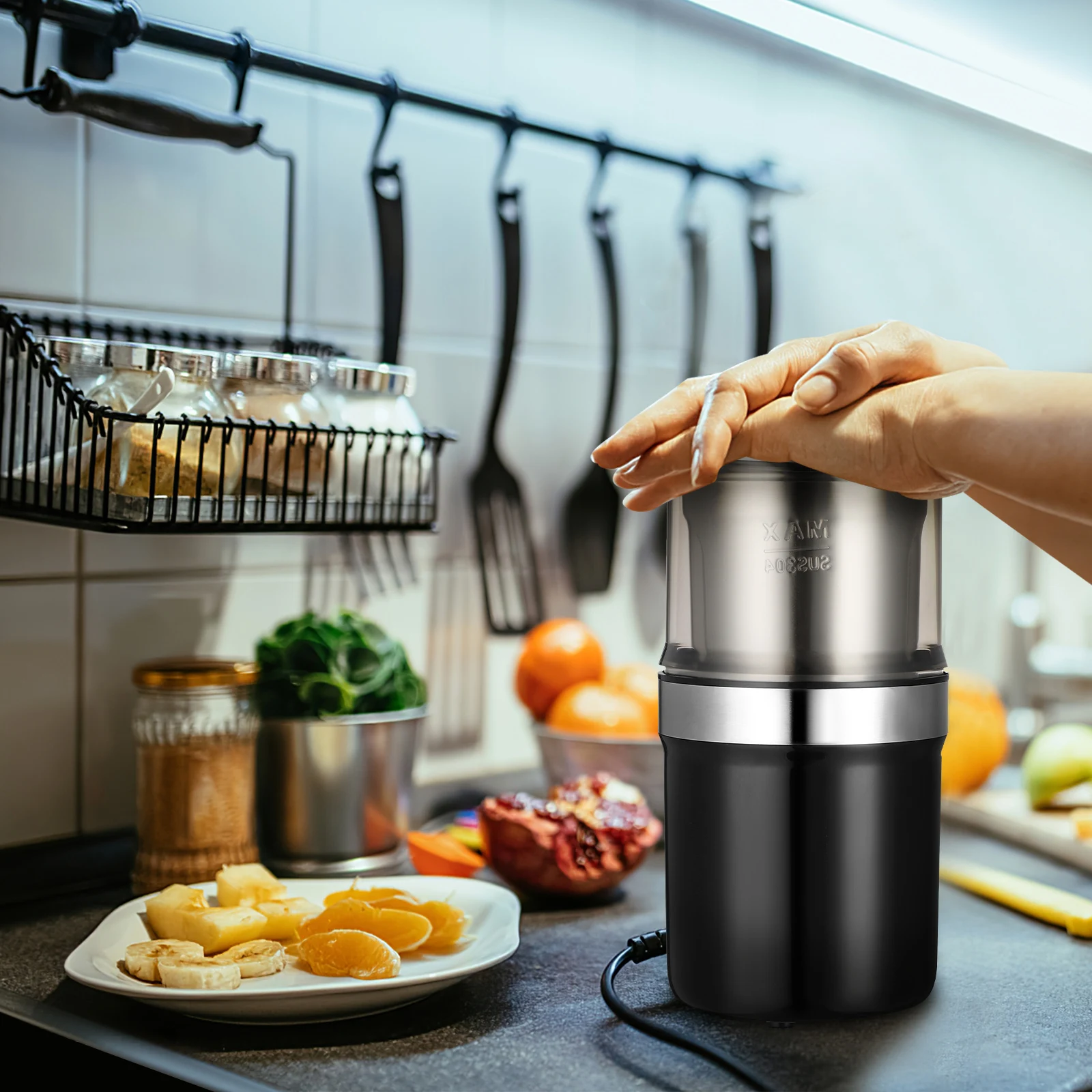

Electric Coffee Bean Grinder 304 Stainless Steel Cup Blade Small Machine for Home Use Fine Grinding Multi Functional