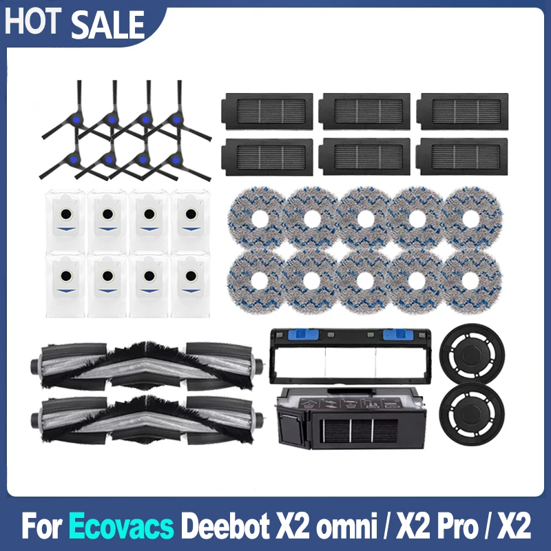 Для Ecovacs Deebot X2 omni / X2 Pro / X2 Робот-пылесос Аксессуары Ролик Основная боковая щетка Hepa Фильтр Швабра Ткань Детали мешка для пыли