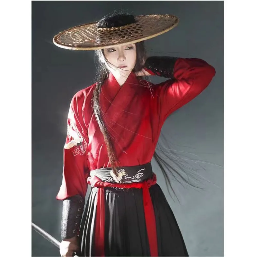 Borduurwerk Kleding Lange Mouw Chinese Traditionele Hanfu Mannen & Vrouwen Carnaval Cosplay Kostuum Unisex Hanfu Jas Voor Koppels