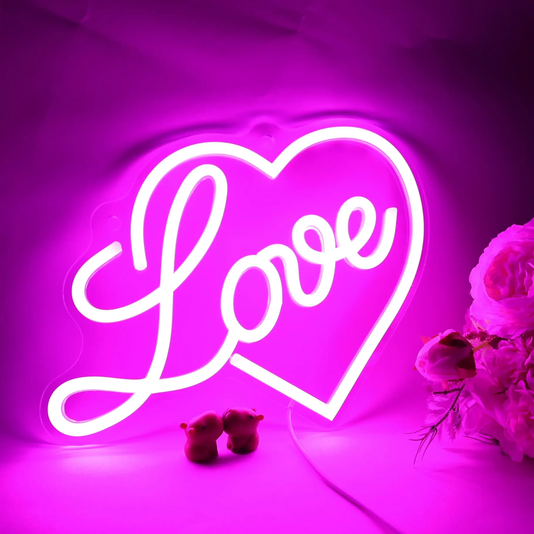 

Love Heart Neon Sign for Wall & Room Decor, Perfect Gift for Women, Wedding Anniversary, Birthday, Mother's Day, Valentine's Day