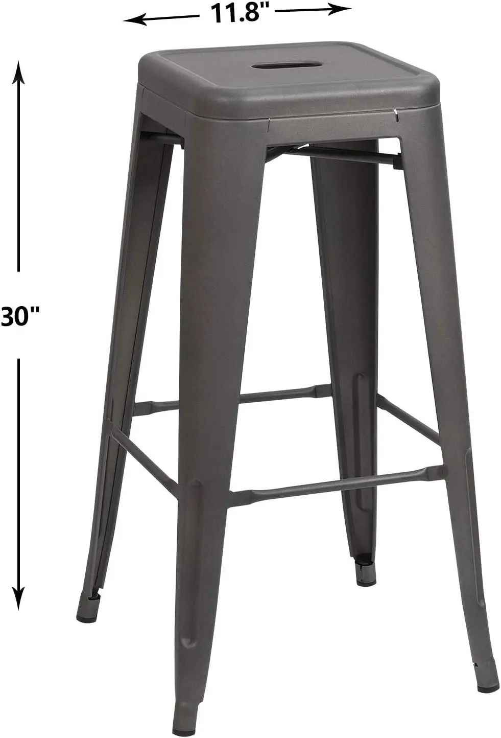 NEW 30 Inches Metal Bar Stools Bar Height High Backless Stools Indoor Outdoor Stackable Kitchen Stools Set of 4 (Gray) USA