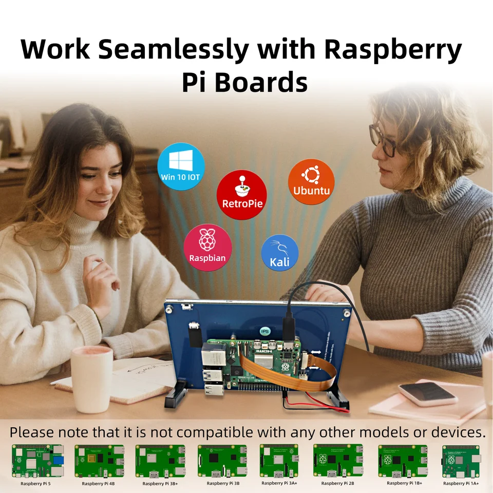 Pantalla táctil DSI de 5 puntos iPistBit 800x480 sin controlador, monitor IPS de 4.3/5/7 pulgadas para Raspberry Pi 5/4B/3B+/3B/3A+/2B/B+ 3