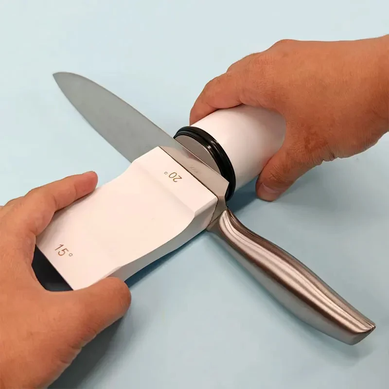 15/20° Dual Angle Rolling Knife Sharpener Kit Non-slip Base Diamond Grinding Disc Jade Fine Sharpening Kitchen Sharpening System