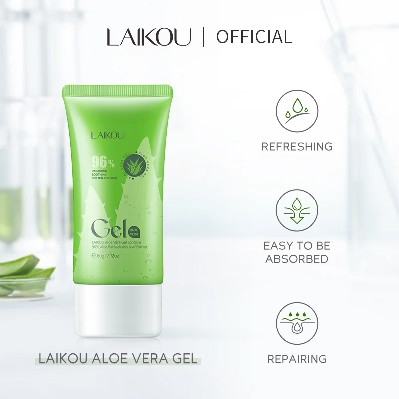 LAIKOU 96% Aloe Vera Gel Soothing Cream Reduce Acne Marks Moisturizer Aftersun Repairing 60g