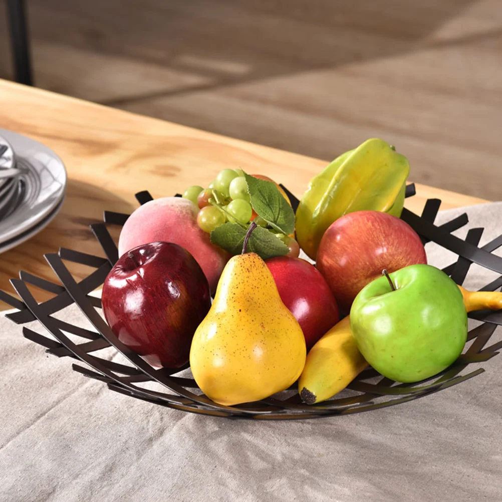 

European Style Iron Fruit Basket Black Storage Rack For Kitchen Living Room Drain Vegetable Washing Bowl Dish Holder Iron Fruit