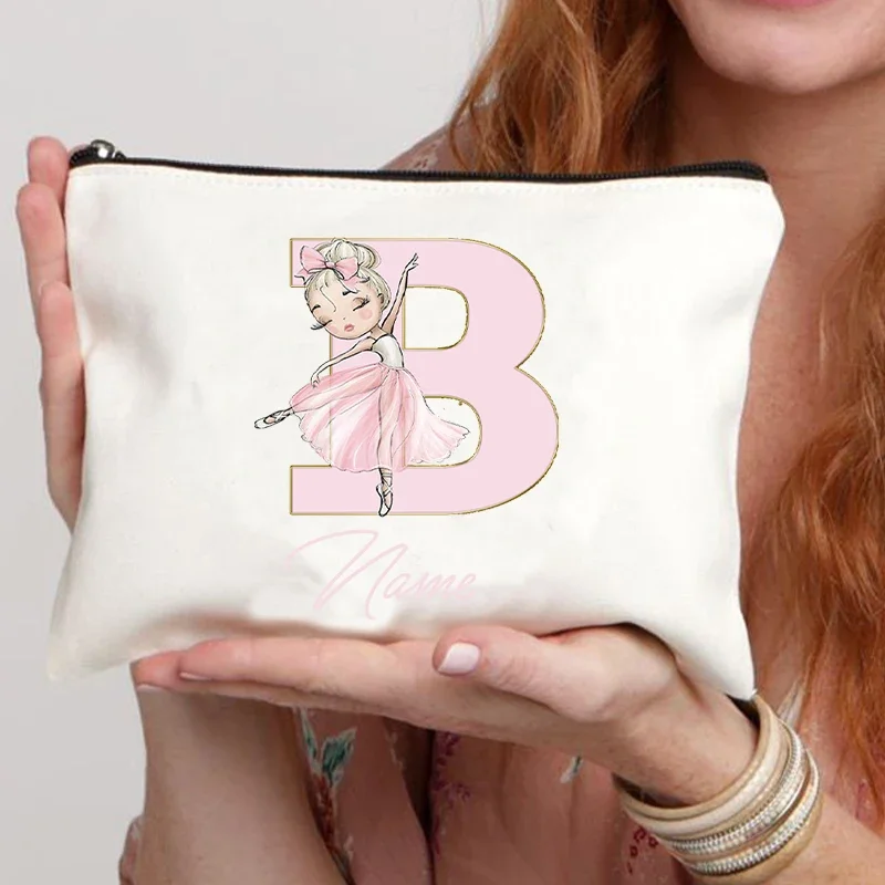 Bolsa de lavado de maquillaje cosmético para niñas y mujeres, bolsas de aseo de viaje, organizador de viaje, regalo de bailarina de la amante del Maestro de la escuela, Ballet lindo