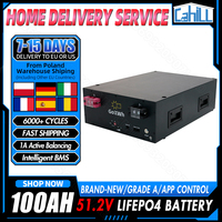 EU Stock 48V 100AH Lifepo4 Battery Pack 1A Active Balancing Built-in Smart BMS 51.2V Rechargeable batteri RV Home Energy Storage