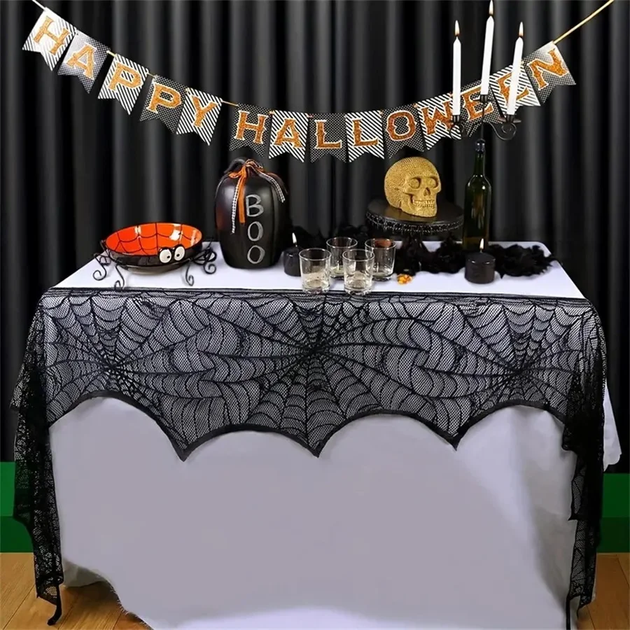 Bild 7: 1 Halloween-Dekoration Innen kamin Schal schwarze Spitze Spinnennetz Abdeckung verwendet formante Dekoration Urlaub Party liefert