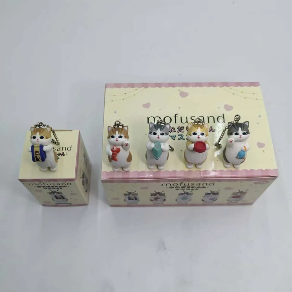 Mofusand Kawaii القط المفاتيح صندوق أعمى لطيف أنيمي الشكل قلادة لعبة حامل نمط عمل الشكل مع تشكل الطعام تحصيل هدية #5