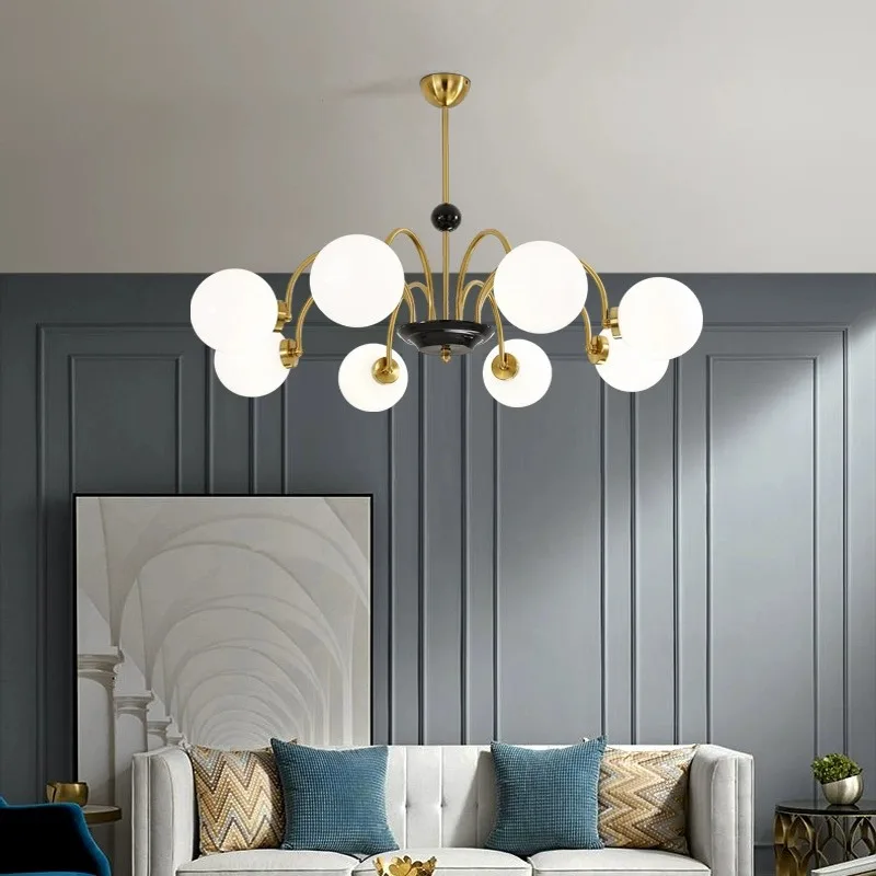 

simple light luxury molecular living room chandelier, French dining room bedroom light Nordic medieval glass ball chandelier