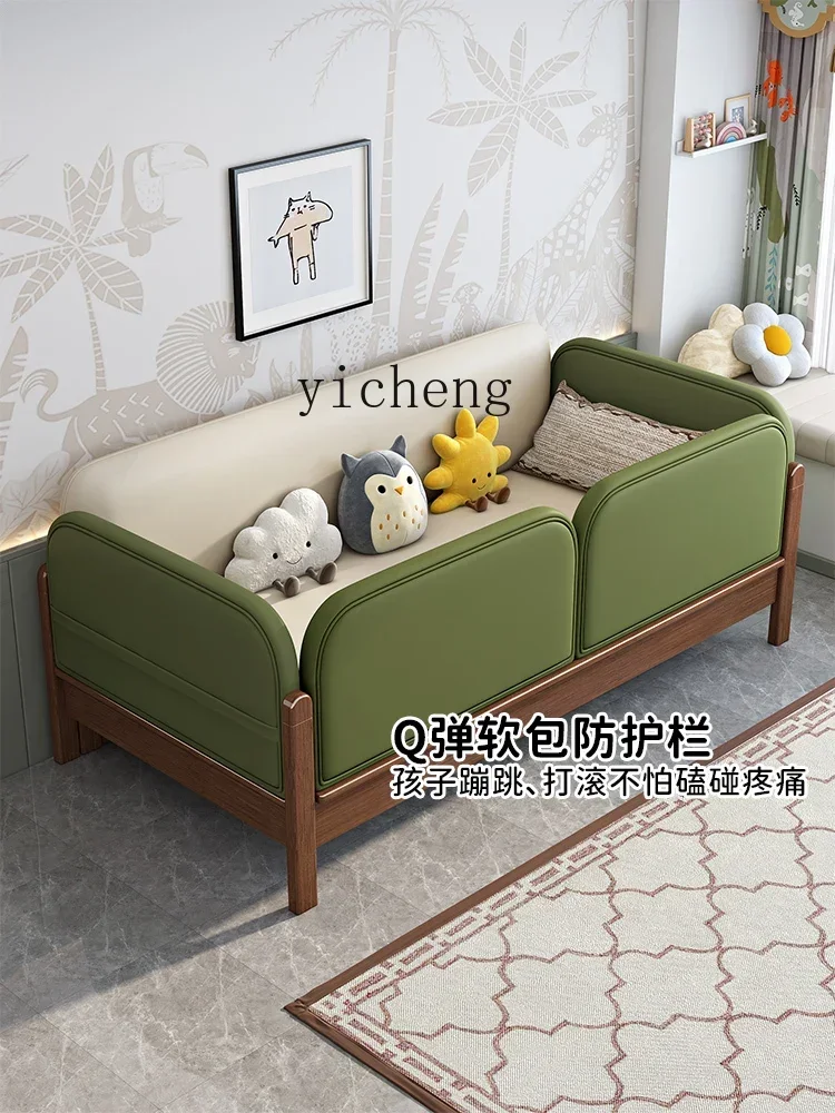 Simple Modern Solid Wood Children's Bed Walnut Retractable Folding Children And Girls Juvenile Full Solid Wood Double Sofa