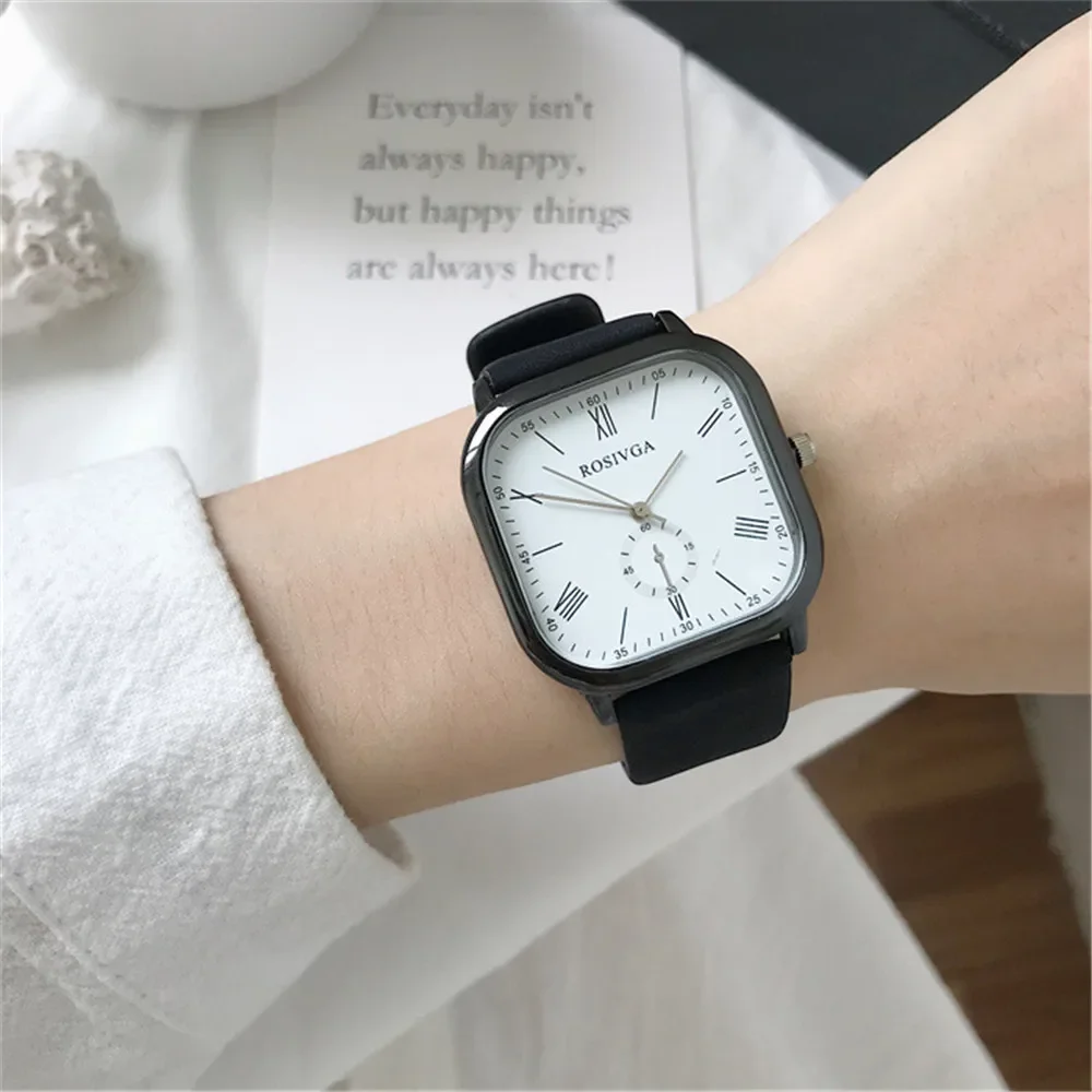 New Black Quartz Watch for Men Women Fashion Square Big Dial Men\'s Wristwatches Simple Sports Couple Watches Student Watch Gifts