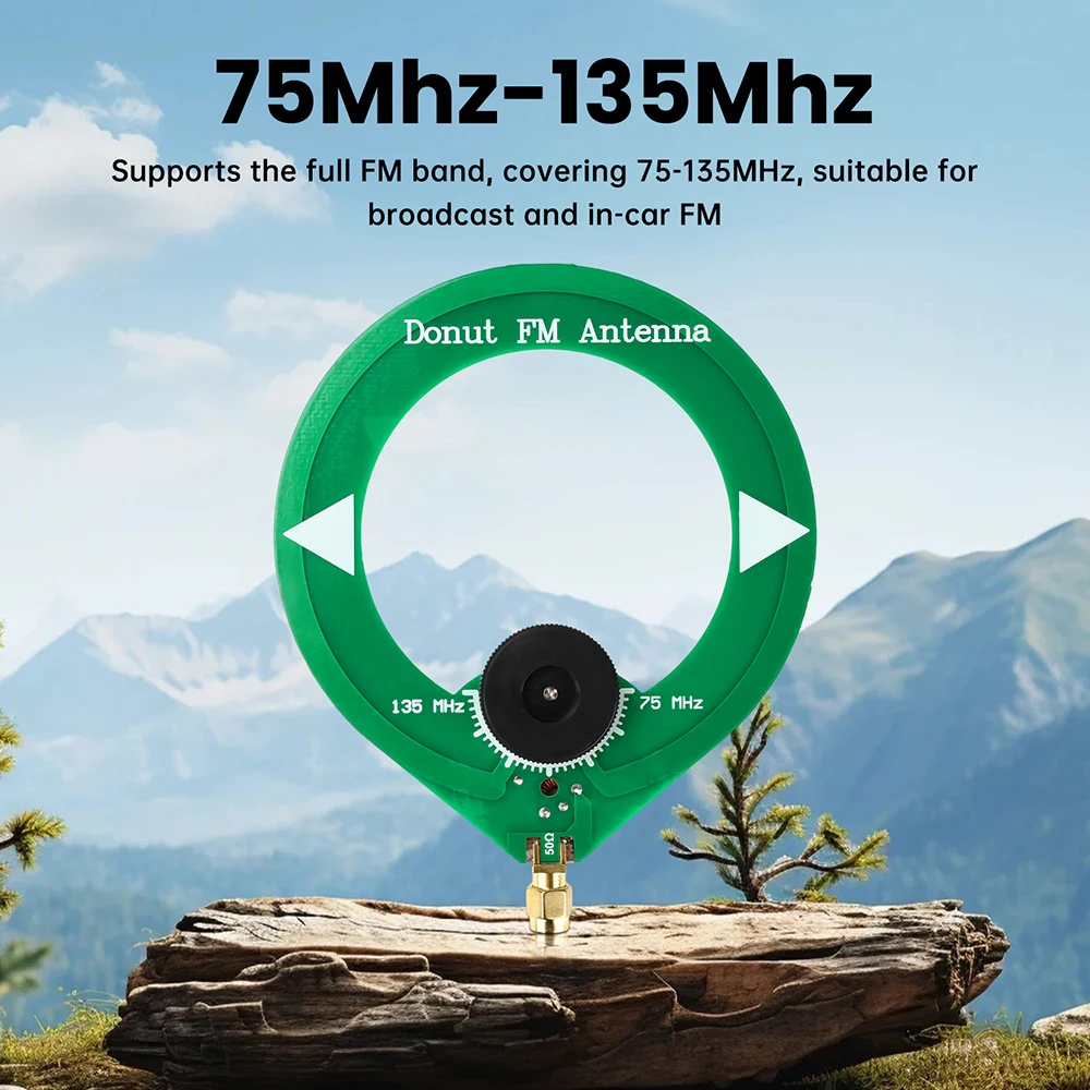 75Mhz-135Mhz 5W Mini Loop Antenna Module Sweet Donut FM Antenna SMA Male Interface Green Board