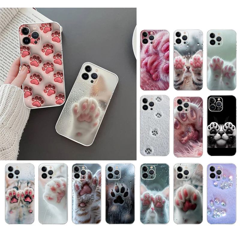 

Cute Cat Paws Phone Case For iPhone 16 15 14 13 12 11 Pro Max Plus Mini