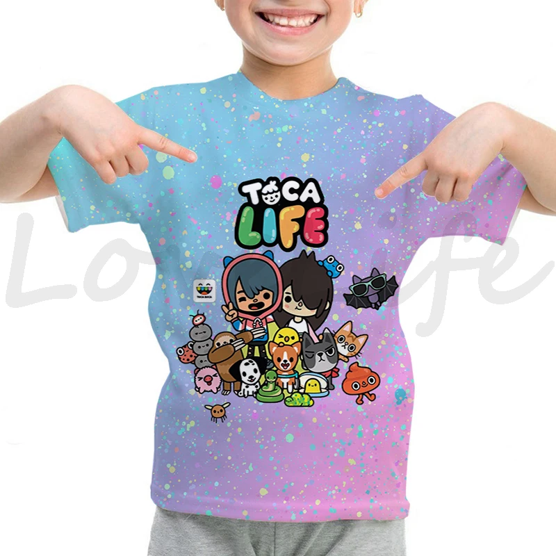 Toca Life World T Shirt Girls Boys Summer Casual Short Sleeve Tshirt Kids Cartoon Toca Boca T-shirt Camisetas Children Clothes