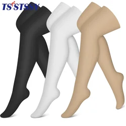 1Pair 15-20 MmHg Compression Socks, Solid Color Over Knee Comfortable Thigh Long Stockings for Men Women Running Nursing Hiking