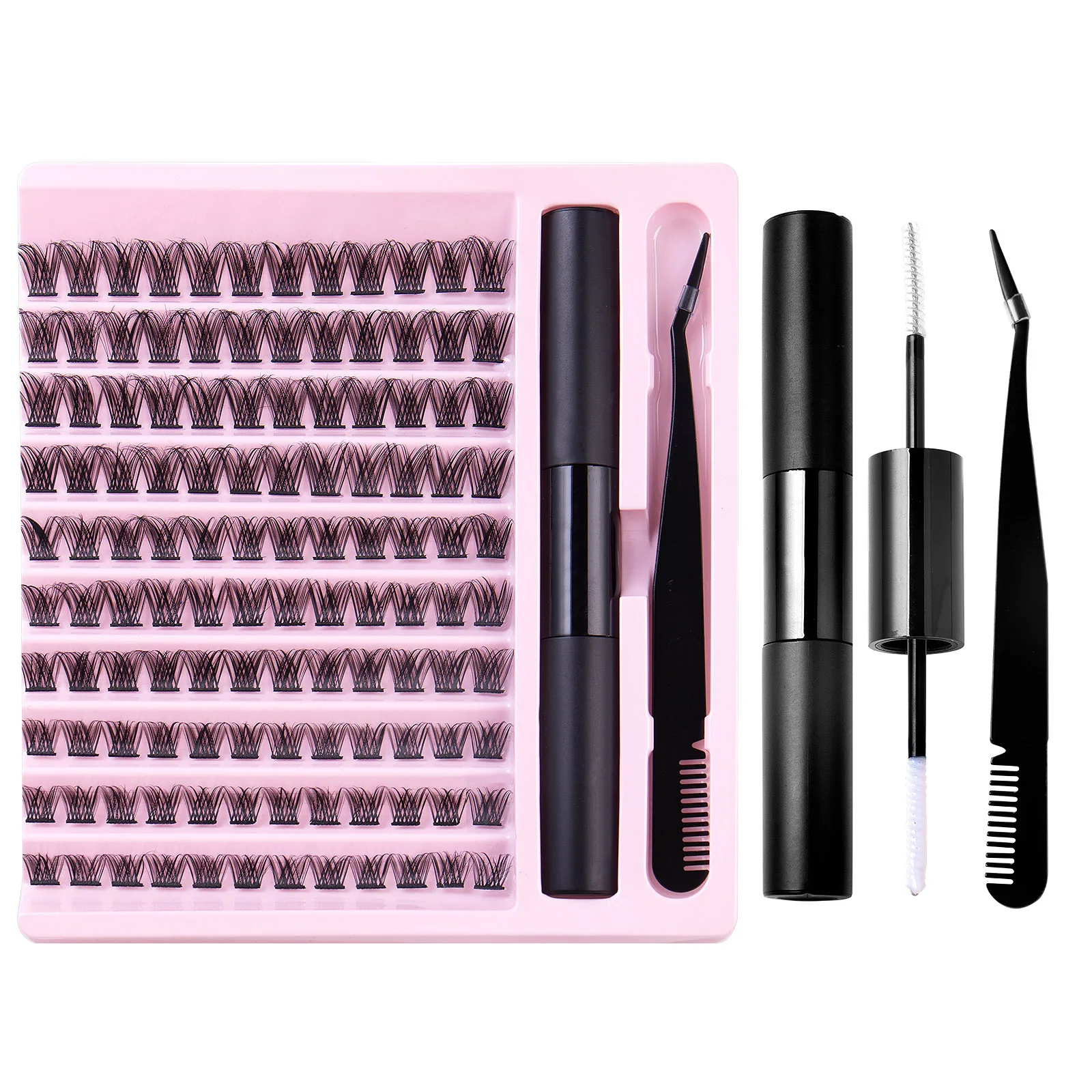 DIY Eyelashes Extensions Kit False Eyelashes 120 Mix Clusters Makeup Lashes With Tweezers and glue