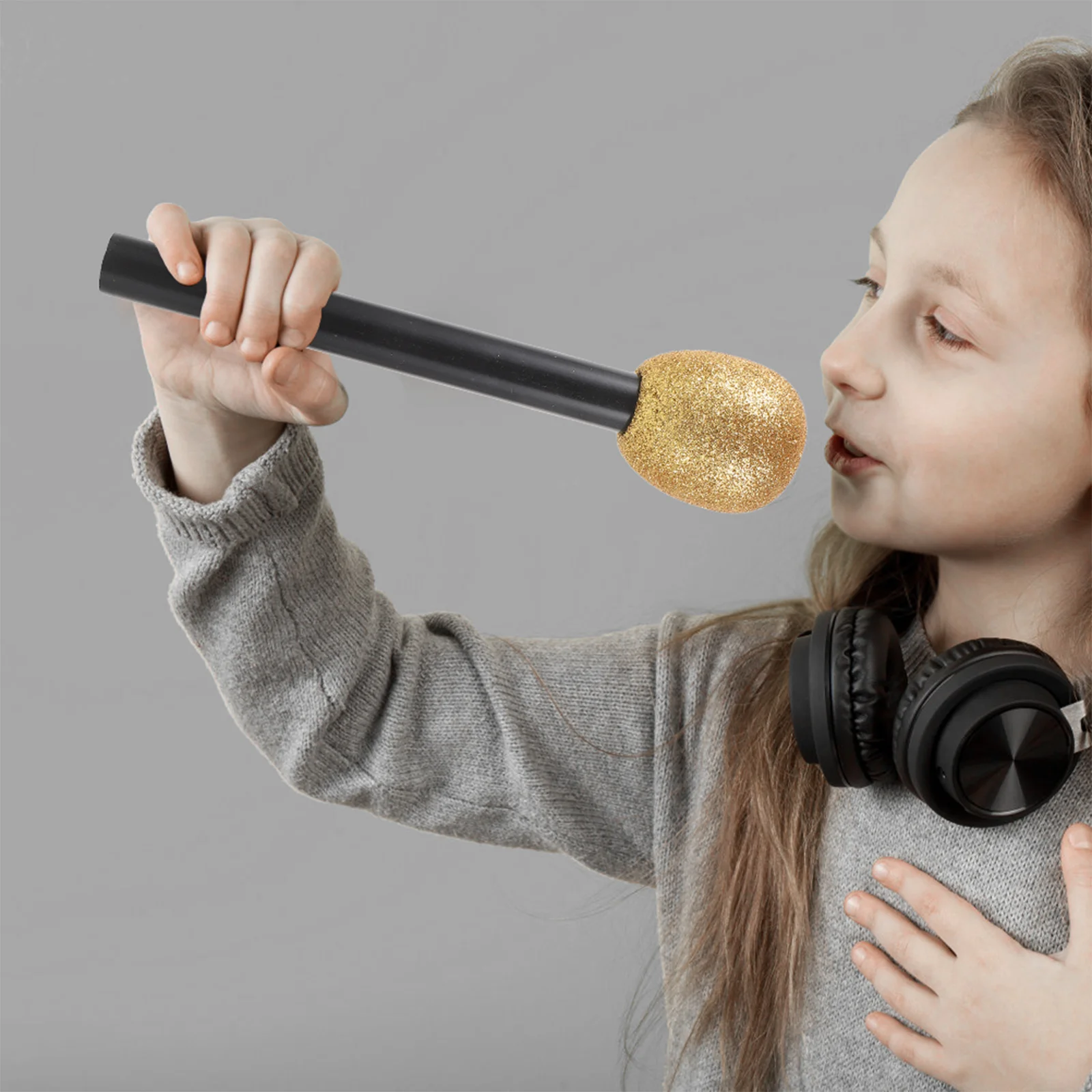 2 Pcs Vintage Simulation Microphone Toddler Toy Plastic Foam Windscreen Fake Microphones