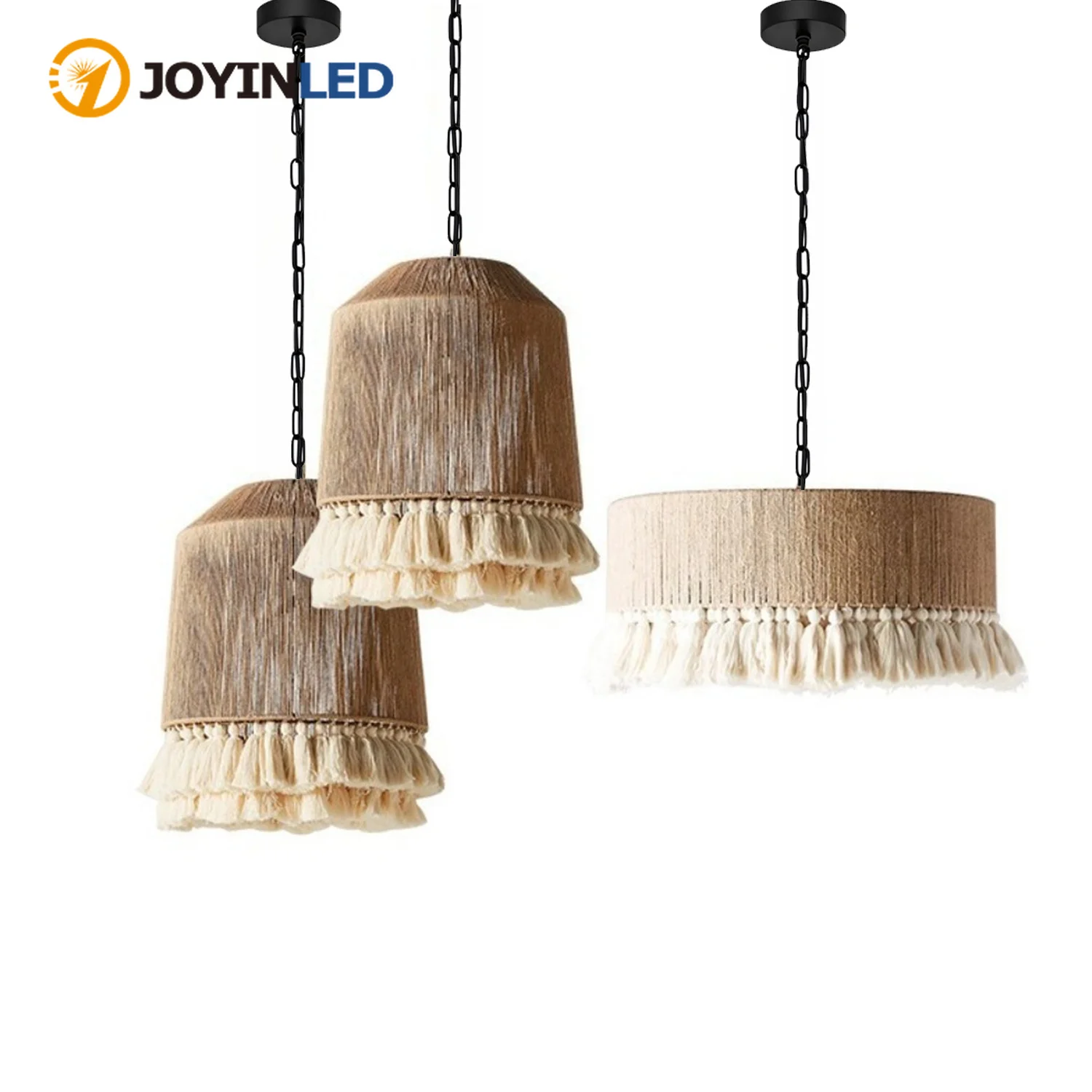 

Boho Style Hemp Rope Pendant Lamp 30/50CM Loft Bedroom Chandelier Indoor Lighting Ceiling Hanging Lamps Fixtures for Home Decor
