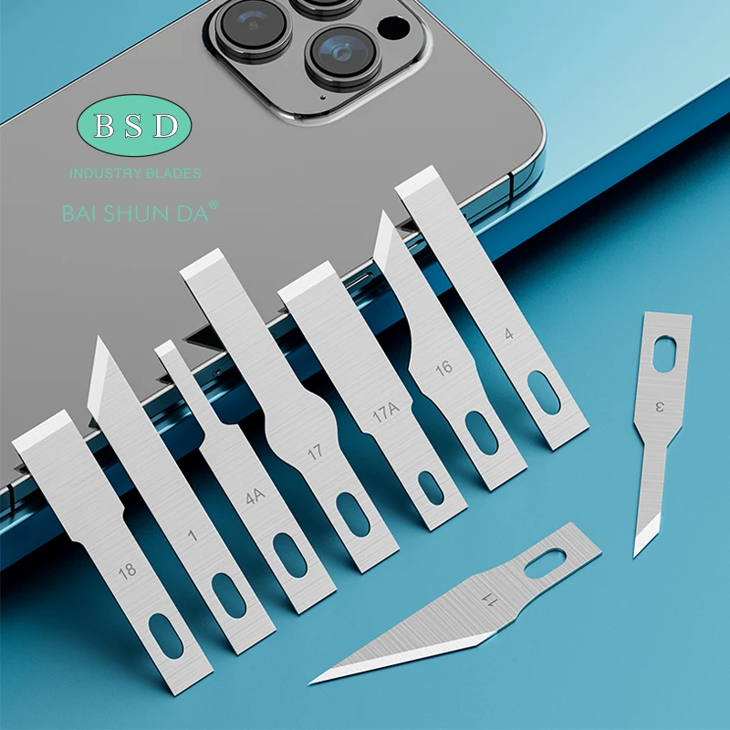 10 Piezas Mango de Cuchillo de Acero Inoxidable BSD para Grabado, Eliminación de Pegamento de Placa Base, Kit de Reparación