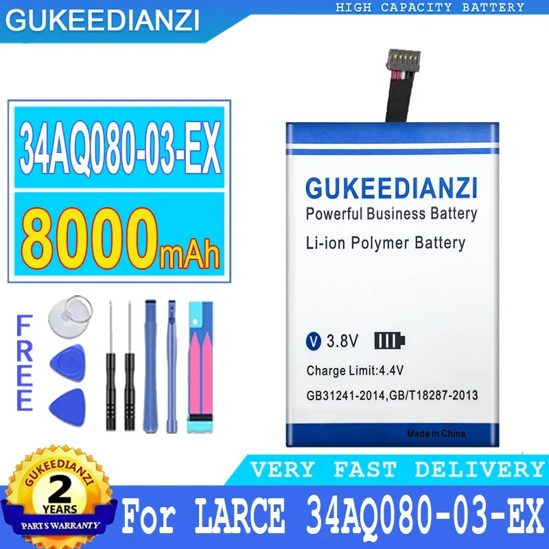 

8000mAh GUKEEDIANZI Battery For LARCE 34AQ080-03-EX Big Power Bateria