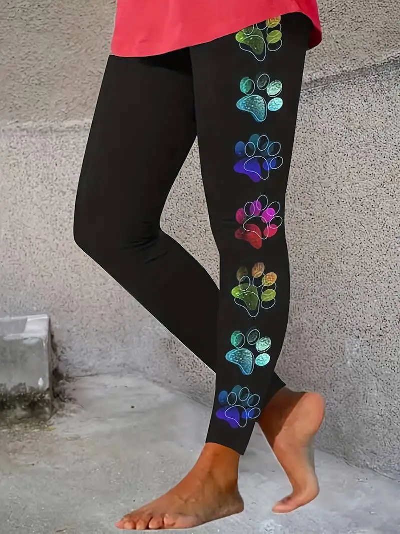 Women wear printed hip lift skinny basic casual leggings and pants on a daily basis