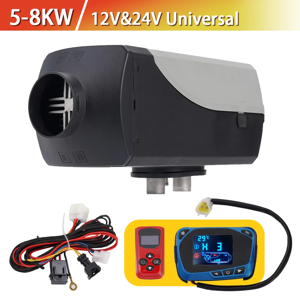 

5/8KW Diesel Air Heater 12/24v Diesel Heater with Remote Control Parking Heater Car Heater for RV Trailer Camper Van Boat