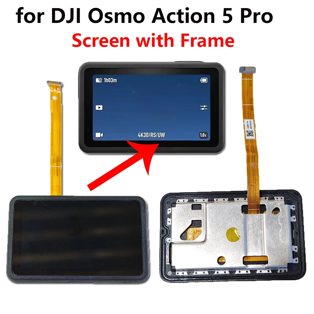 

1 PCS 2.5-inch Rear LCD Screen Assembly with Frame for DJI Osmo Action 5 Pro Replacement Camera Rear Screen Display Accessories