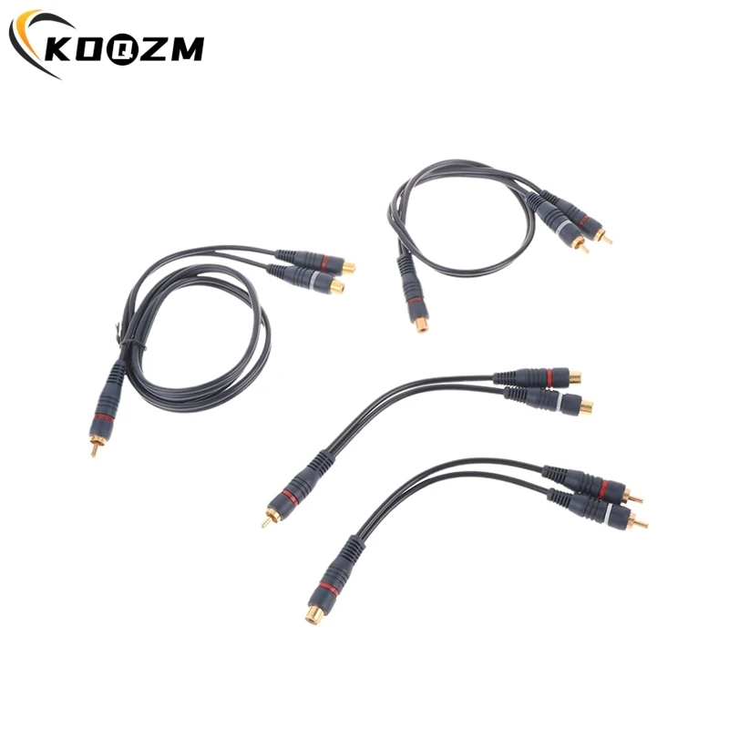 Distributor Converter Speaker Gold Cable Cord Line Cooper Wire 2 RCA Female To 1 RCA Male Splitter Cable Audio Splitter