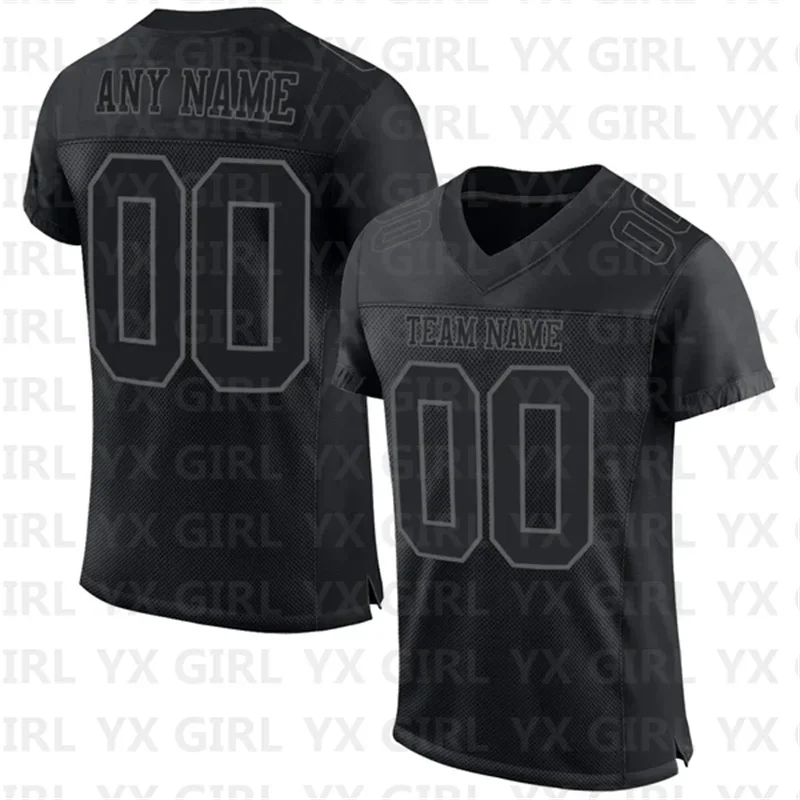 Personalizado Autêntico V-Neck Futebol Jersey, Black Teal, Old Gold Mesh, Nome da equipe e Número, T-shirt personalizado