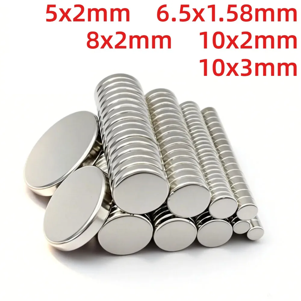 Small Round Disc Magnets with Assorted Sizes, Compact Flat Magnets 5x2 6.5x1.58 8x2 10x2 10x3mm for Handmade Work, Home