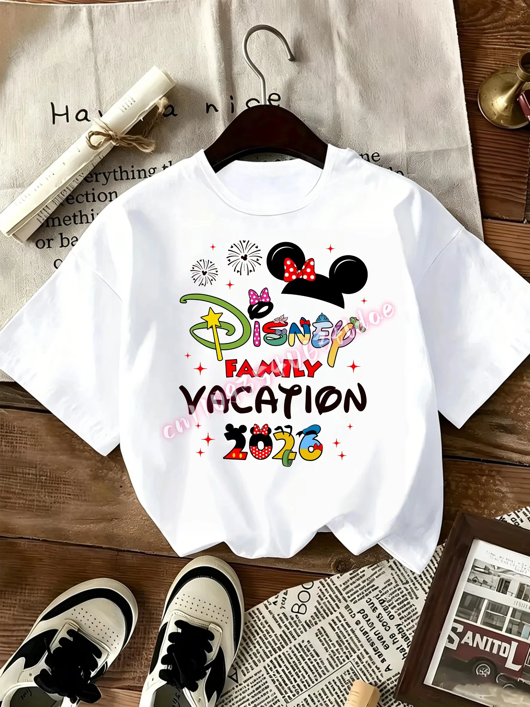2026 NEW Summer  family vacation magic castle cartoon mouse identical style family T-shirt short-sleeved top