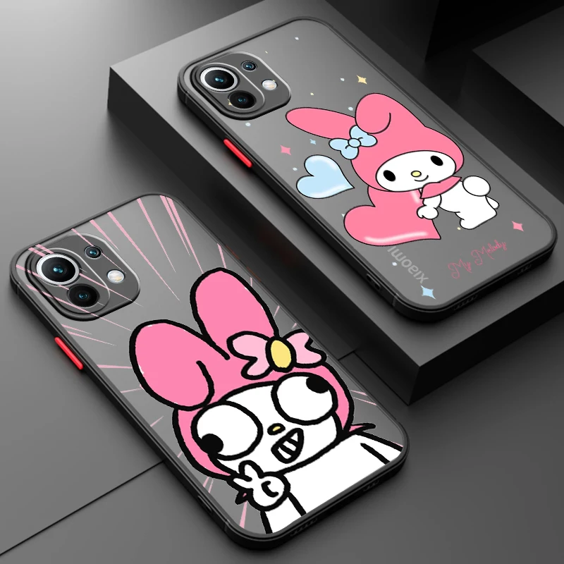 Melody Sanrio Cartoon Cute Frosted Translucent For Xiaomi Mi 13 12 12T 11T 11 11i 10T 10 9T Pro Lite Ultra 5G Back Phone Case